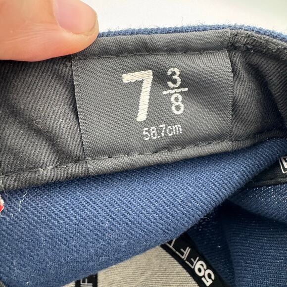 New Era NFL New England Patriots 59FIFTY Fitted Hat 7 3/8 Navy Blue Cap - Picture 10 of 10